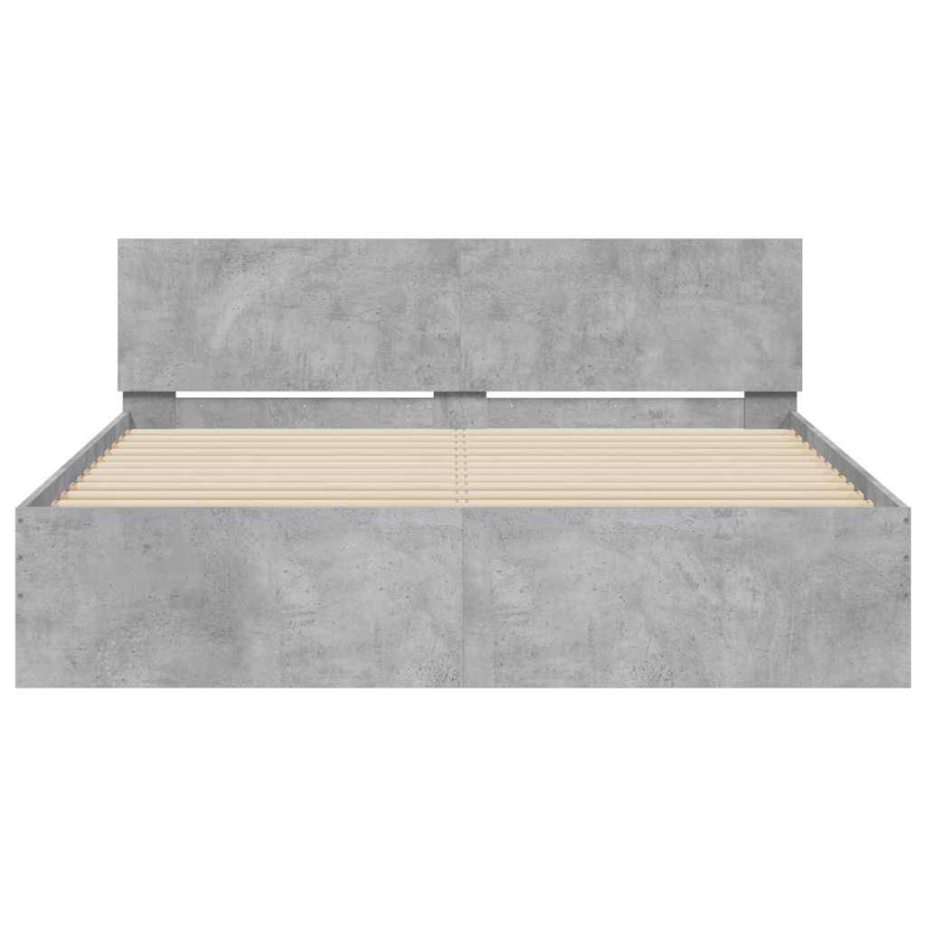 vidaXL Bed Frame | Concrete grey | Engineered wood, Plywood | King Size