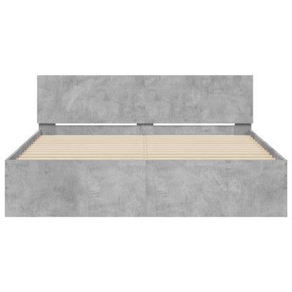 vidaXL Bed Frame | Concrete grey | Engineered wood, Plywood | King Size