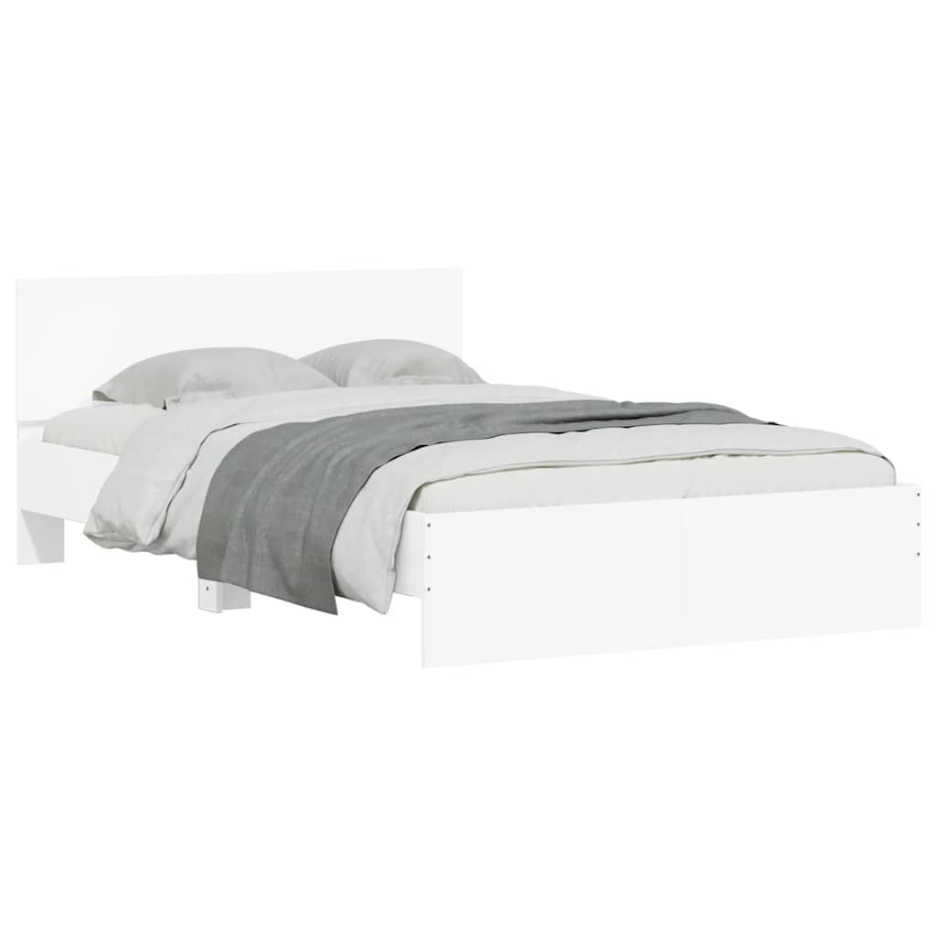 vidaXL Bed Frame with Headboard and LED White 140x200 cm