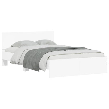 vidaXL Bed Frame with Headboard and LED White 140x200 cm