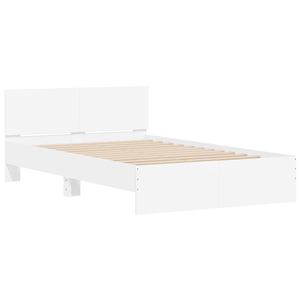 vidaXL Bed Frame with Headboard and LED White 140x200 cm