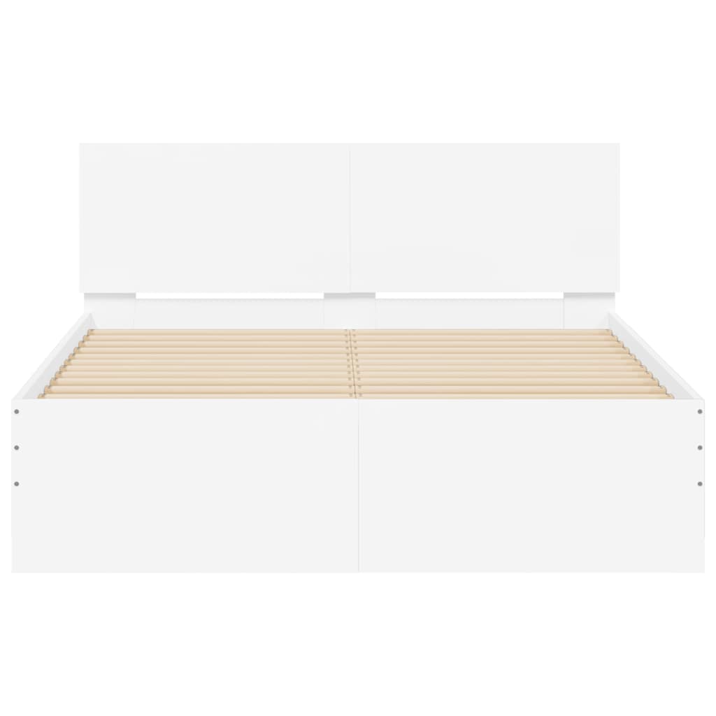vidaXL Bed Frame with Headboard and LED White 140x200 cm