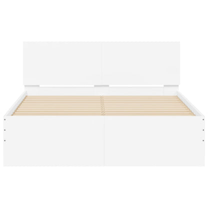 vidaXL Bed Frame with Headboard and LED White 140x200 cm