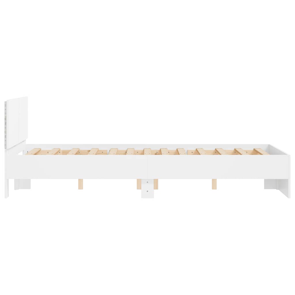 vidaXL Bed Frame with Headboard and LED White 140x200 cm