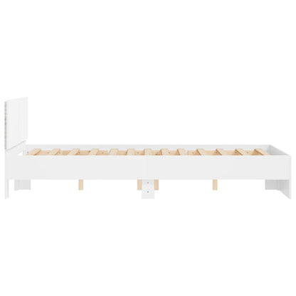 vidaXL Bed Frame with Headboard and LED White 140x200 cm