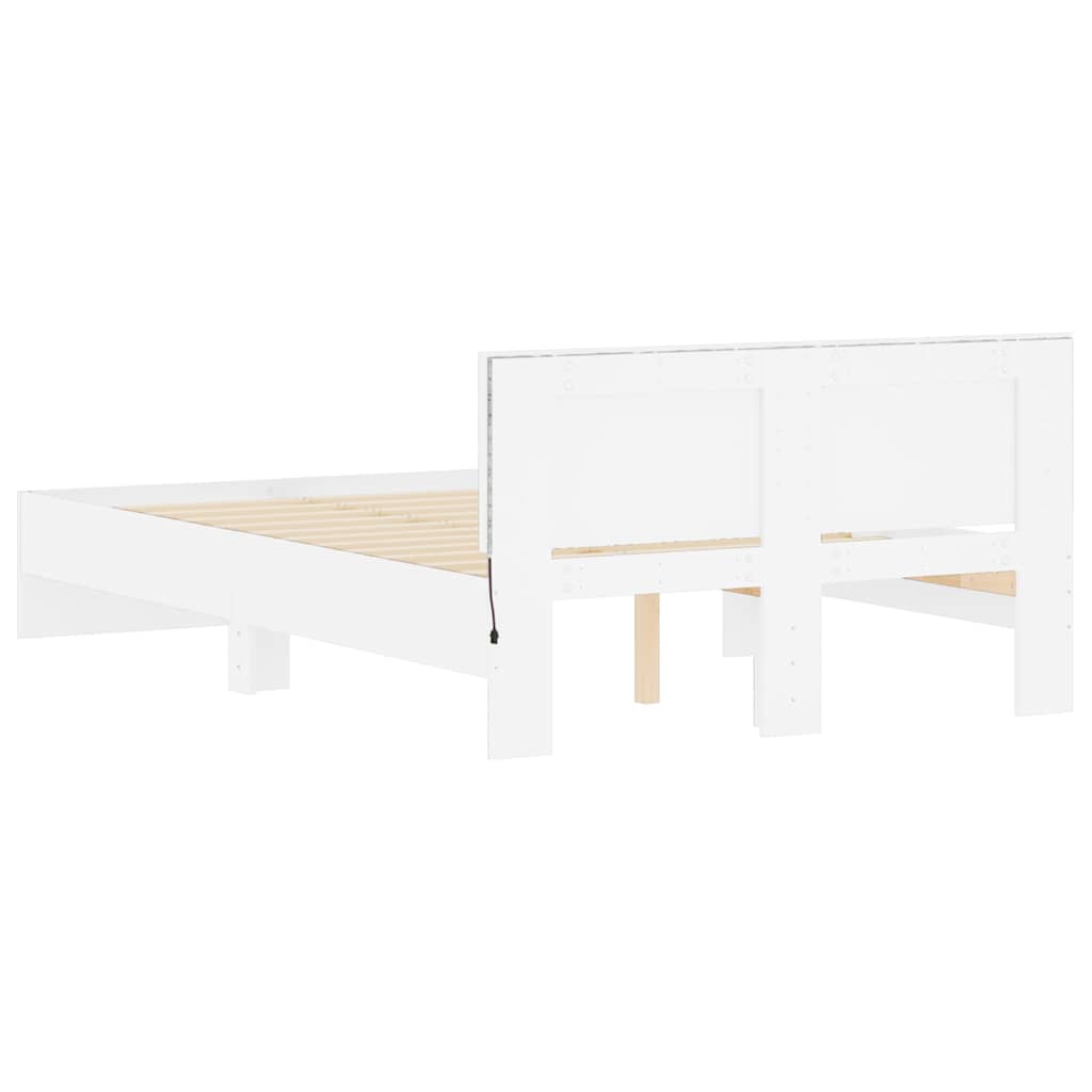 vidaXL Bed Frame with Headboard and LED White 140x200 cm
