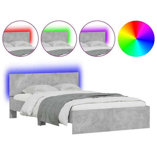 vidaXL Bed Frame | Concrete Grey | Engineered Wood, Plywood Slats | 140 x 200 cm