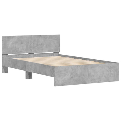vidaXL Bed Frame | Concrete Grey | Engineered Wood, Plywood Slats | 140 x 200 cm