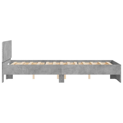 vidaXL Bed Frame | Concrete Grey | Engineered Wood, Plywood Slats | 140 x 200 cm