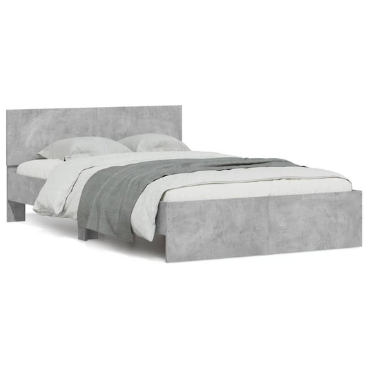 vidaXL Bed Frame | Concrete Grey | Engineered Wood, Plywood Slats | 140 x 200 cm