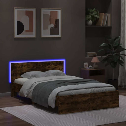 vidaXL Bed Frame | Smoked oak | Engineered wood | Double | Bed Frame