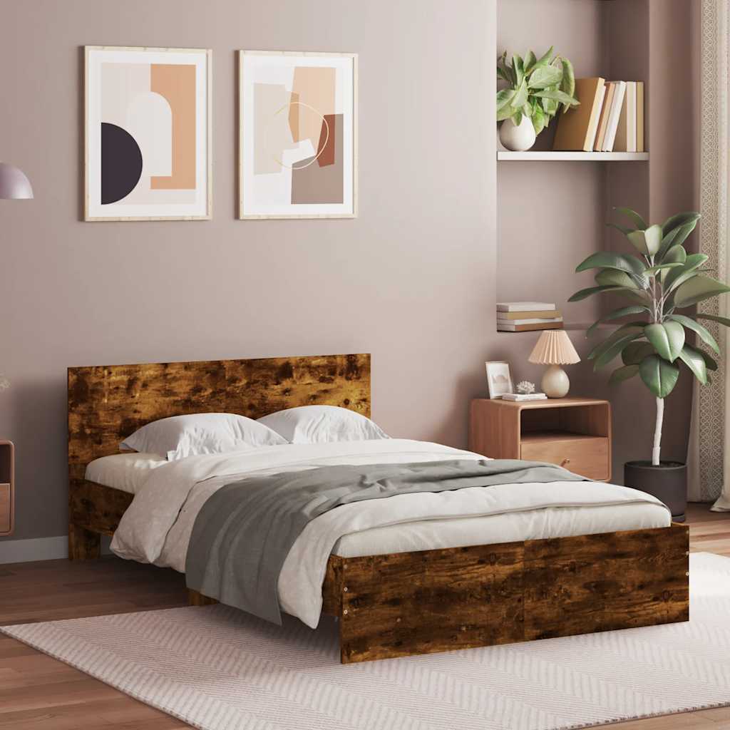 vidaXL Bed Frame | Smoked oak | Engineered wood | Double | Bed Frame