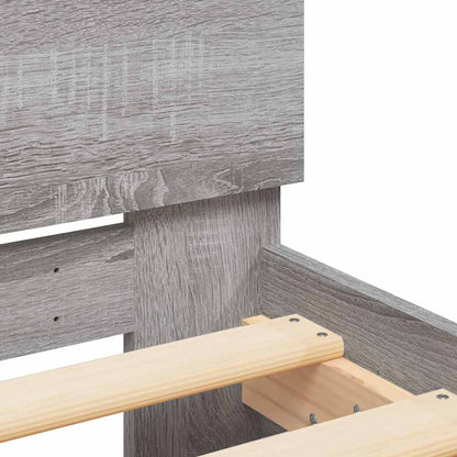 vidaXL Bed Frame with Headboard and LED Grey Sonoma 140x200 cm