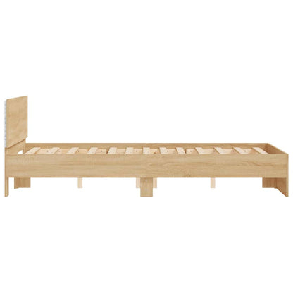 vidaXL Bed Frame with Headboard and LED Sonoma Oak 120x200 cm
