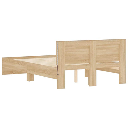 vidaXL Bed Frame with Headboard and LED Sonoma Oak 120x200 cm
