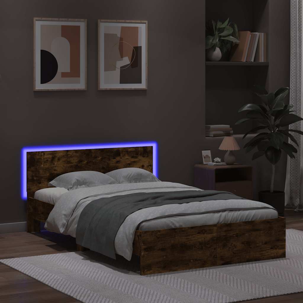 vidaXL Bed Frame | Smoked oak | Engineered wood, plywood | Double | Bed Frame