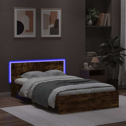 vidaXL Bed Frame | Smoked oak | Engineered wood, plywood | Double | Bed Frame