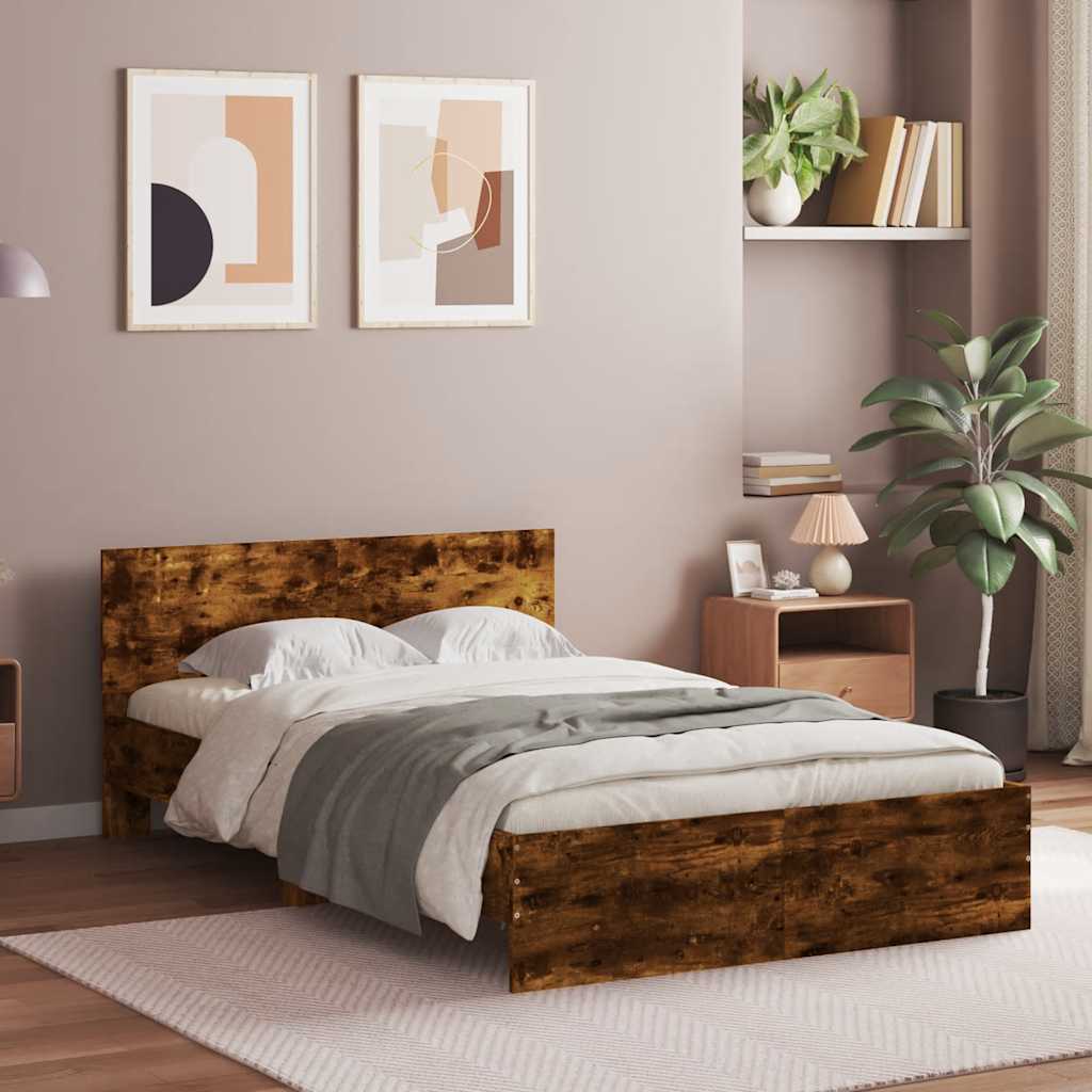 vidaXL Bed Frame | Smoked oak | Engineered wood, plywood | Double | Bed Frame