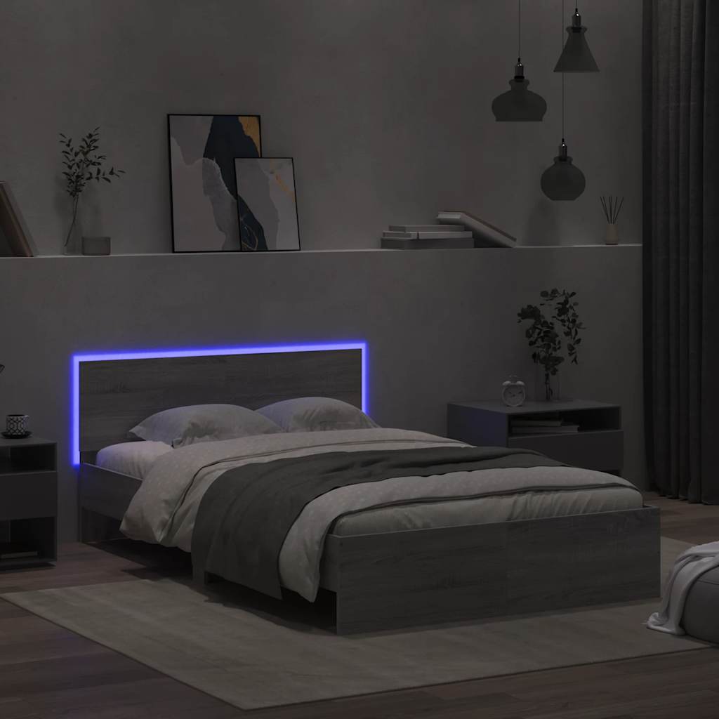 vidaXL Bed Frame | Grey Sonoma | Engineered wood and plywood | 120x200 cm