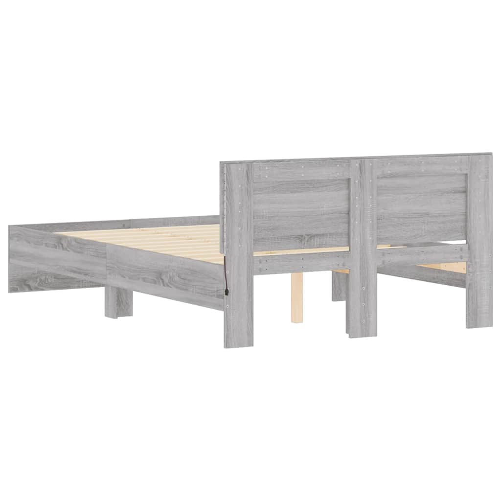 vidaXL Bed Frame | Grey Sonoma | Engineered wood and plywood | 120x200 cm