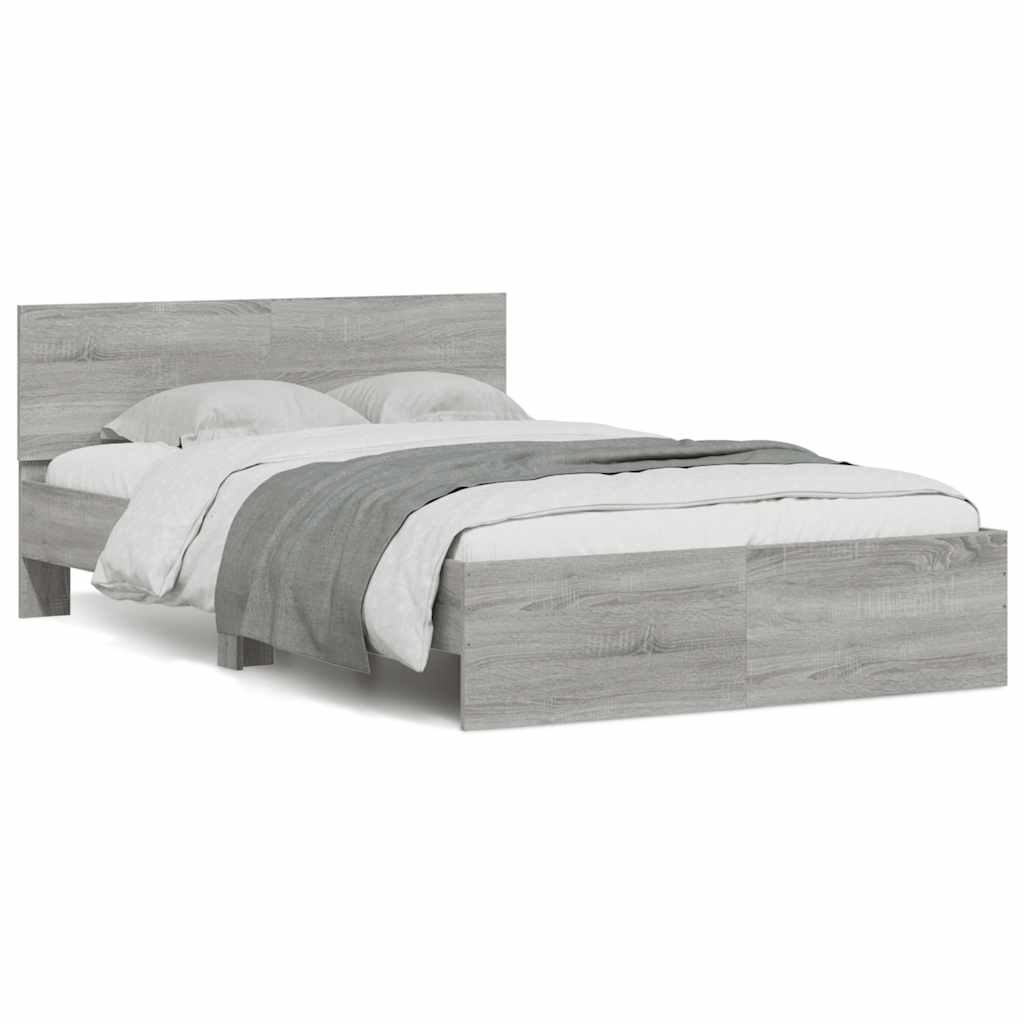 vidaXL Bed Frame | Grey Sonoma | Engineered wood and plywood | 120x200 cm