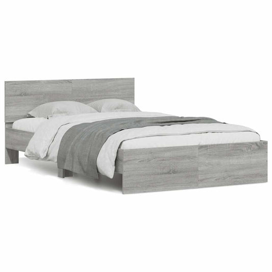 vidaXL Bed Frame | Grey Sonoma | Engineered wood and plywood | 120x200 cm