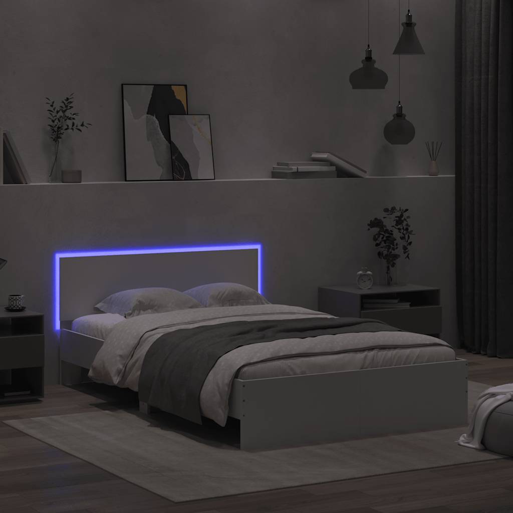 vidaXL Bed Frame | White | Engineered wood, Plywood | Double | Bed Frame