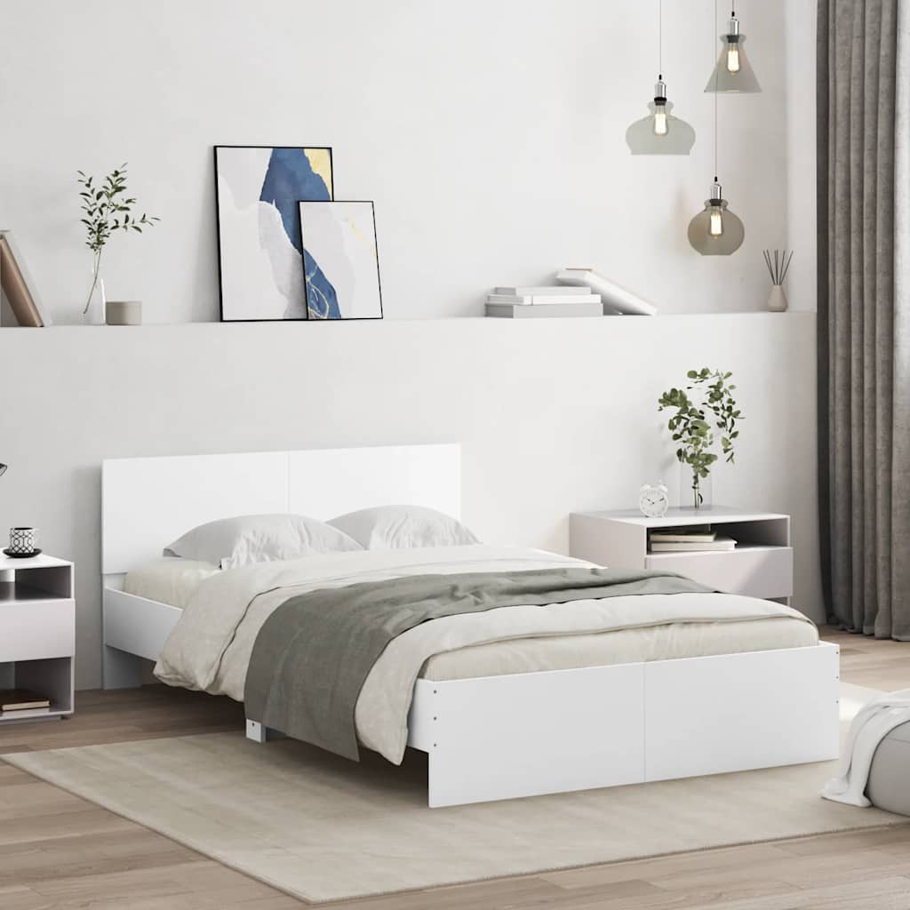 vidaXL Bed Frame | White | Engineered wood, Plywood | Double | Bed Frame