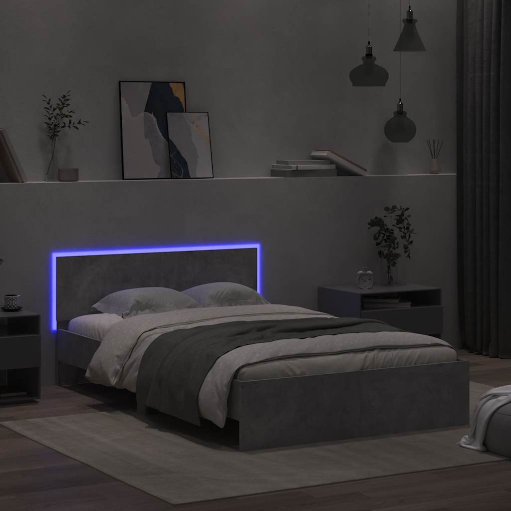 vidaXL Bed Frame | Concrete Grey | Engineered Wood | Double | Bed Frame