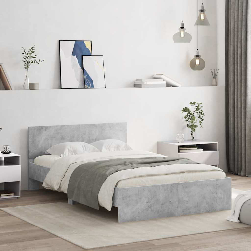 vidaXL Bed Frame | Concrete Grey | Engineered Wood | Double | Bed Frame