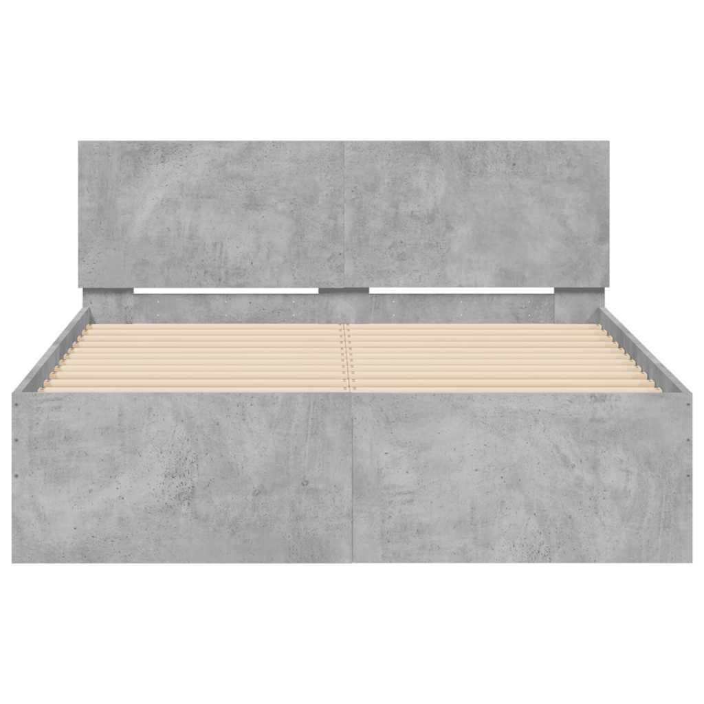 vidaXL Bed Frame | Concrete Grey | Engineered Wood | Double | Bed Frame