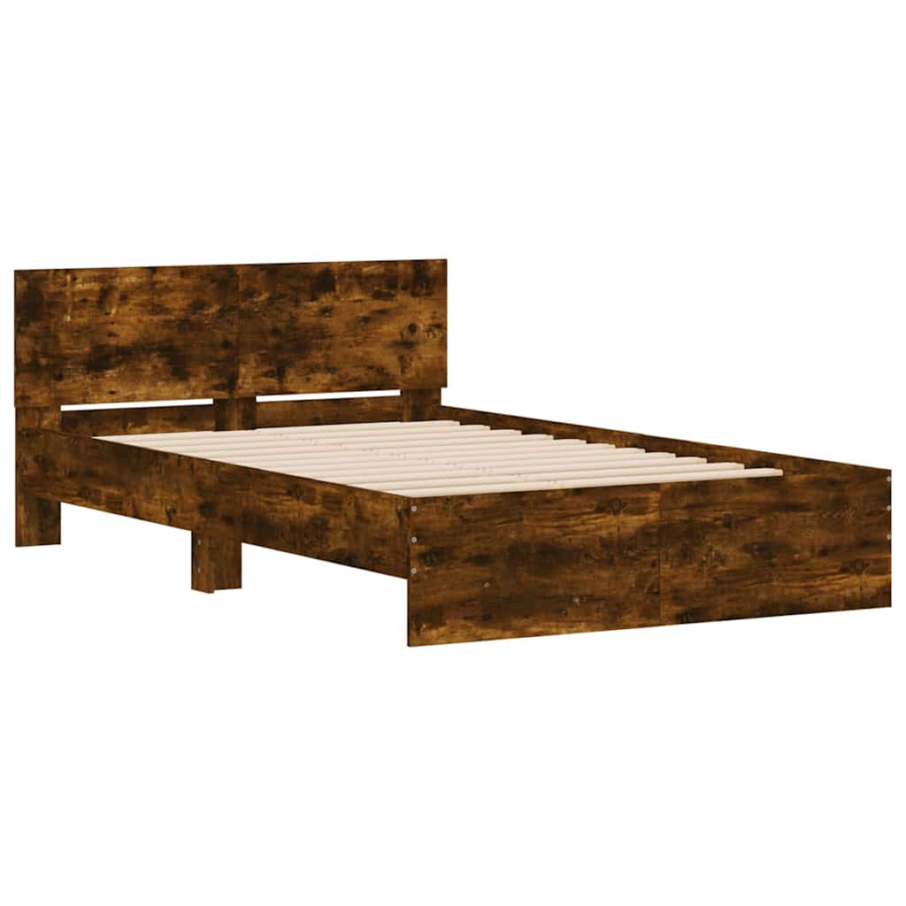 vidaXL Bed Frame | Smoked oak | Engineered wood, plywood | 140x190 cm