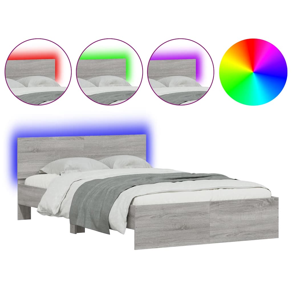 vidaXL Bed Frame | Grey Sonoma | Engineered wood, Plywood | Double | Bed Frame