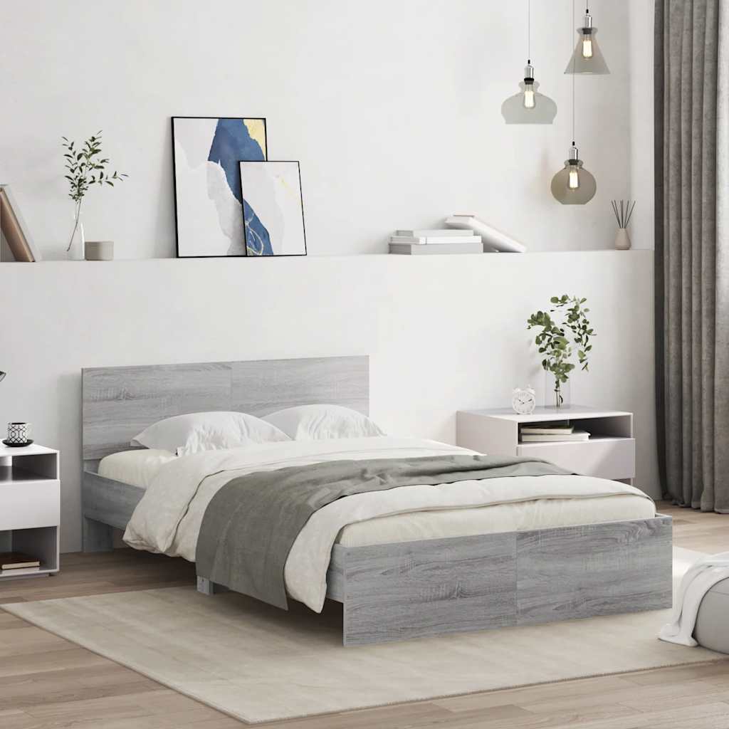 vidaXL Bed Frame | Grey Sonoma | Engineered wood, Plywood | Double | Bed Frame