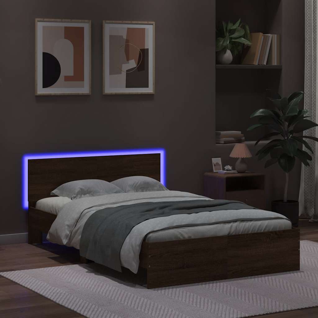 vidaXL Bed Frame | Brown Oak | Engineered Wood, Plywood | Double | Bed Frame