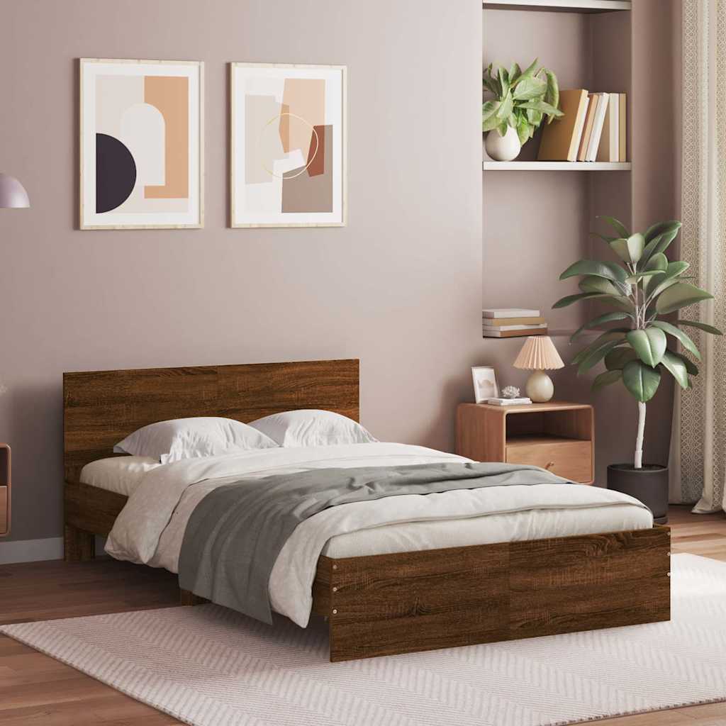 vidaXL Bed Frame | Brown Oak | Engineered Wood, Plywood | Double | Bed Frame