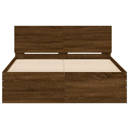vidaXL Bed Frame | Brown Oak | Engineered Wood, Plywood | Double | Bed Frame