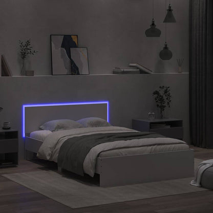 vidaXL Bed Frame with LED without Mattress White 135x190 cm