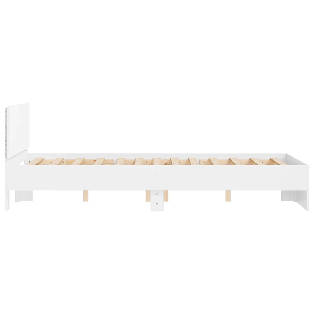 vidaXL Bed Frame with LED without Mattress White 135x190 cm