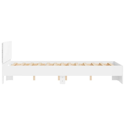 vidaXL Bed Frame with LED without Mattress White 135x190 cm