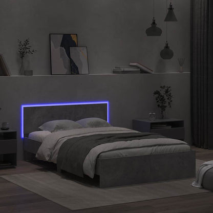 vidaXL Bed Frame | Concrete grey | Engineered wood and plywood slats | Double