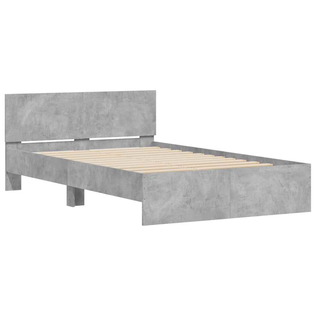 vidaXL Bed Frame | Concrete grey | Engineered wood and plywood slats | Double