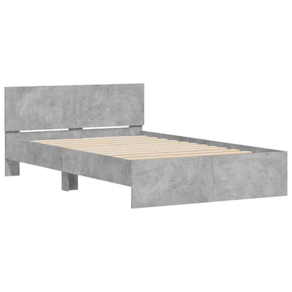 vidaXL Bed Frame | Concrete grey | Engineered wood and plywood slats | Double