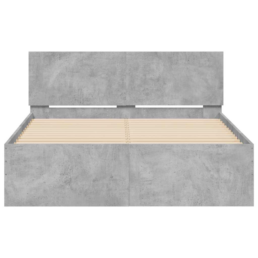vidaXL Bed Frame | Concrete grey | Engineered wood and plywood slats | Double
