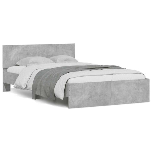 vidaXL Bed Frame | Concrete grey | Engineered wood and plywood slats | Double