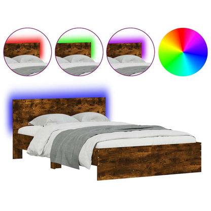 vidaXL Bed Frame | Smoked Oak | Engineered wood, Plywood | Double | Bed Frame