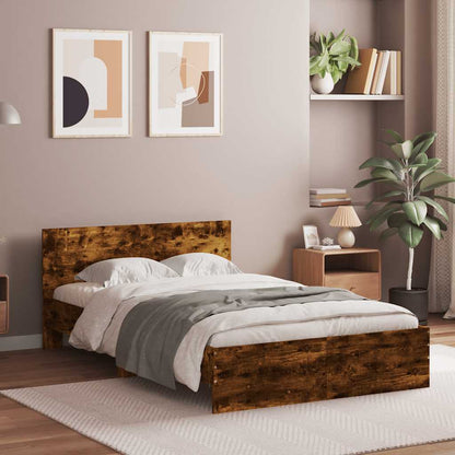vidaXL Bed Frame | Smoked Oak | Engineered wood, Plywood | Double | Bed Frame