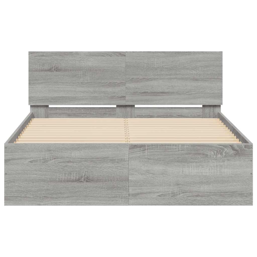 vidaXL Bed Frame | Grey Sonoma | Engineered wood | Double | Adjustable Armrests