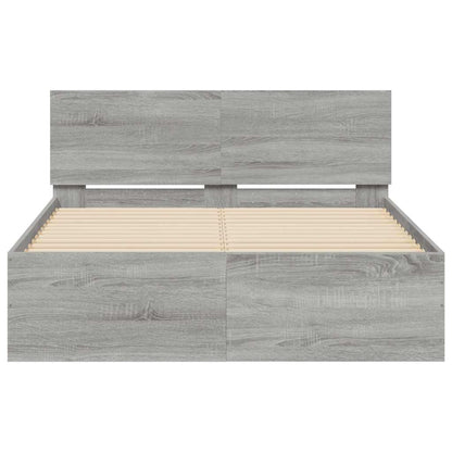 vidaXL Bed Frame | Grey Sonoma | Engineered wood | Double | Adjustable Armrests