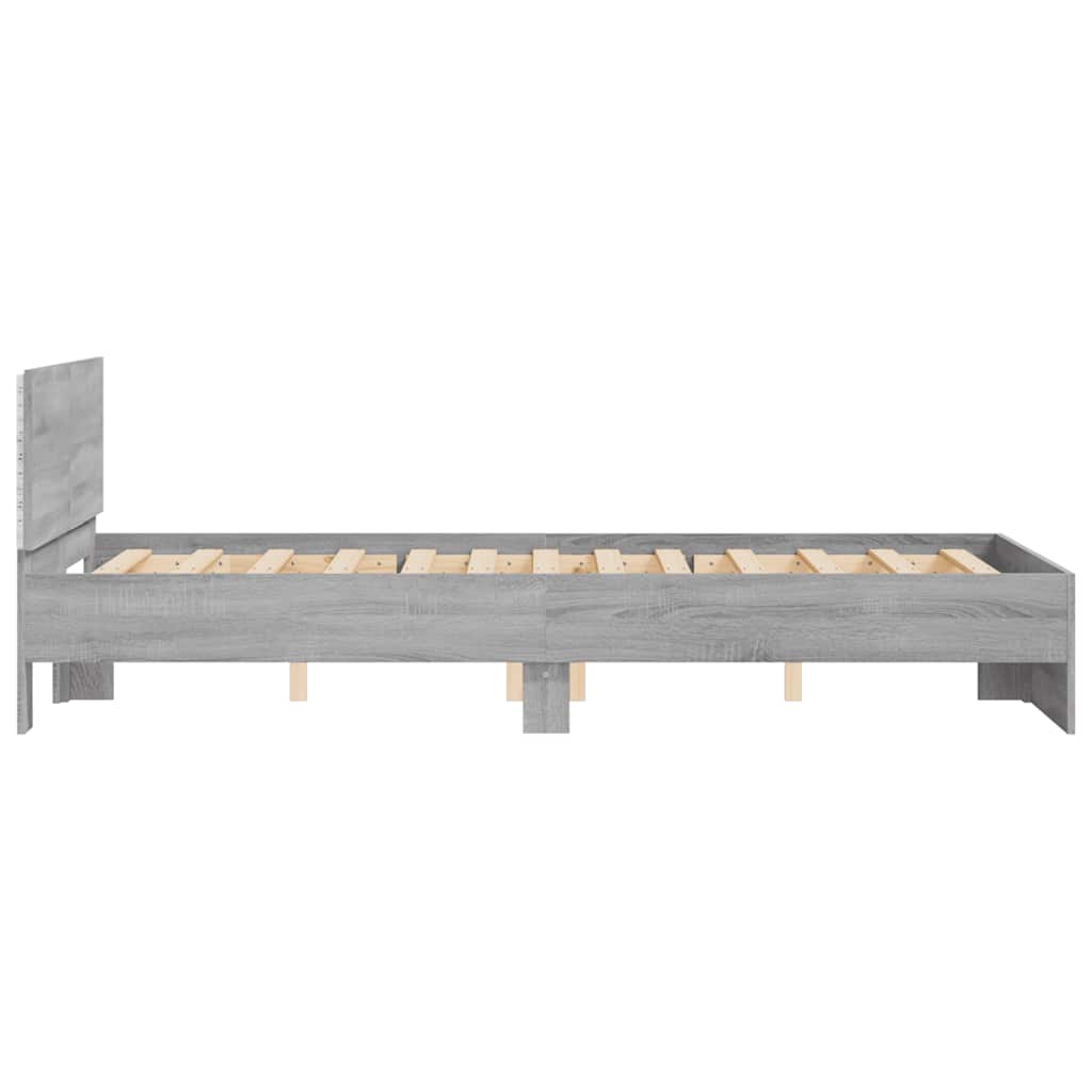 vidaXL Bed Frame | Grey Sonoma | Engineered wood | Double | Adjustable Armrests